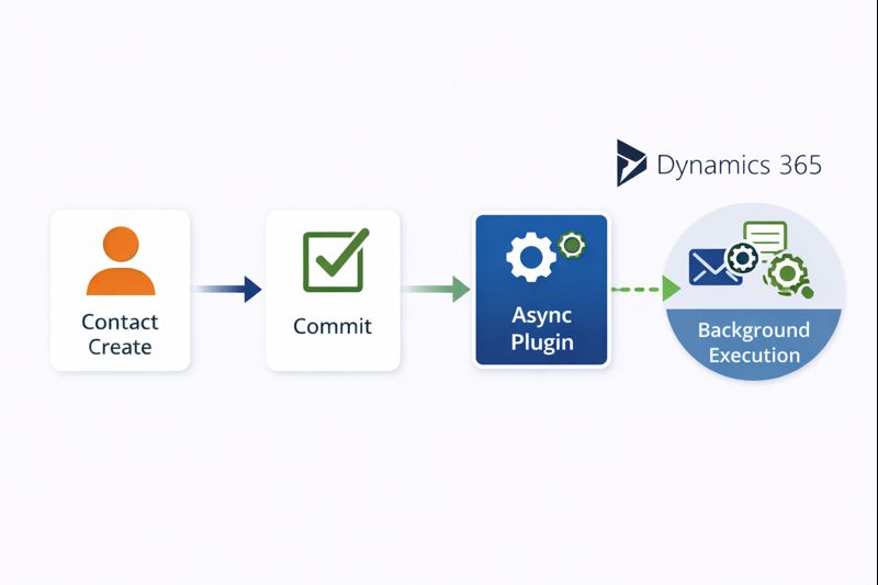 Contact Create → Commit → Async Plugin → Background Execution